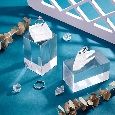2 Sets 2 Styles Triangle & Square Acrylic Finger Ring Display Stands RDIS-GA0001-03-1