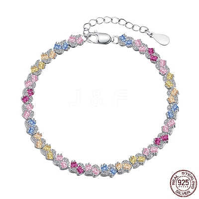 Anti-Tarnish Rhodium Plated 925 Sterling Silver Link Chain Bracelet BJEW-Z017-01B-1