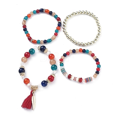 Multi-layered Stretch Bracelets Sets BJEW-SZ0001-010B-1