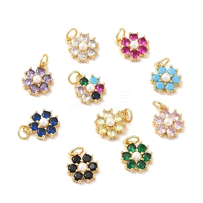 Rack Plating Brass Micro Pave Cubic Zirconia Charms KK-A160-22G-1