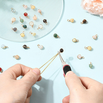 32Pcs 16 Styles Natural & Synthetic Gemstone Pendants PALLOY-SW00089-1