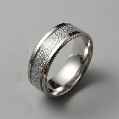 Textured 201 Stainless Steel Finger Ring RJEW-WH0017-05P-1
