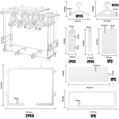 Assembled Transparent Acrylic Earring Display Stands EDIS-WH0021-12-1