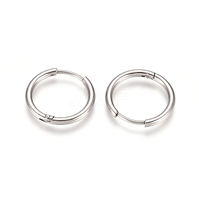 Tarnish Resistant 304 Stainless Steel Huggie Hoop Earrings EJEW-G272-02-14mm-P-1