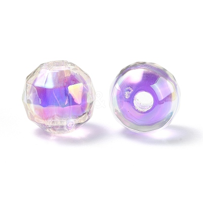 Two Tone UV Plating Rainbow Iridescent Acrylic Beads TACR-D010-06G-1