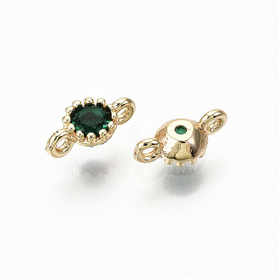 Brass Micro Pave Green Cubic Zirconia Links Connectors X-KK-T063-58G-NF-1