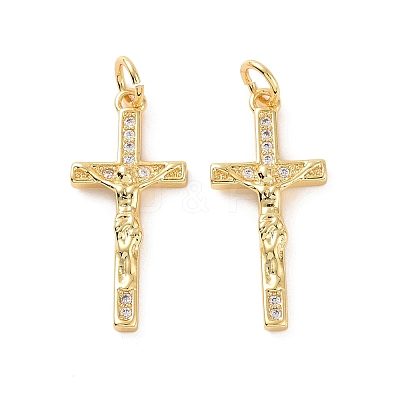 Rack Plating Brass Micro Pave Cubic Zirconia Pendants KK-C008-37G-1