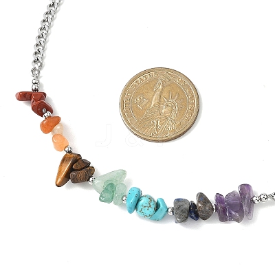 Chakra Mixed Gemstone Chip Beaded Necklaces NJEW-JN05694-1