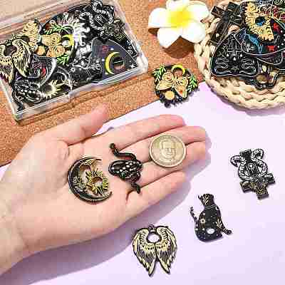 30Pcs 15 Styles Opaque Printed Acrylic Pendants OACR-CJ0002-43-1