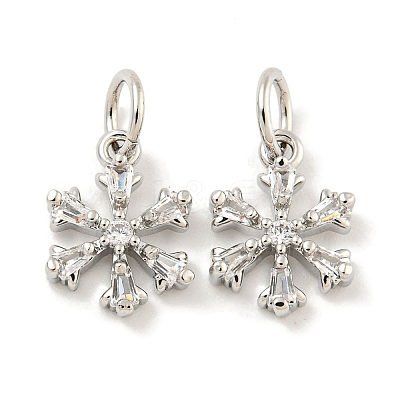 Rack Plating Brass Micro Pave Clear Cubic Zirconia Pendants KK-B093-04C-P-1