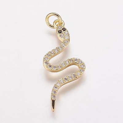 Brass Cubic Zirconia Pendants X-KK-P134-27G-1