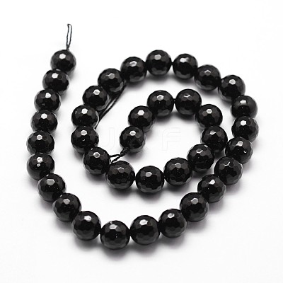 Natural Dyed & Heated Black Onyx Beads Strands G-D840-22-10mm-1