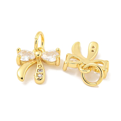 Rack Plating Brass Micro Pave Clear Cubic Zirconia Pendants KK-B093-01B-G-1