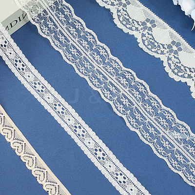 4 Styles Polyester Lace Trim OCOR-GF0005-25C-1