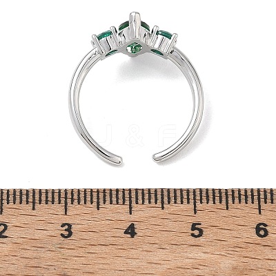 Brass Micro Pave Cubic Zirconia Cuff Open Rings for Women RJEW-L343-14P-06-1