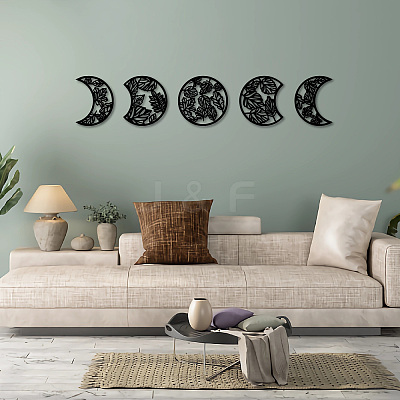 Wood Moon Phase Pendant Decoration HJEW-WH20013-006-1