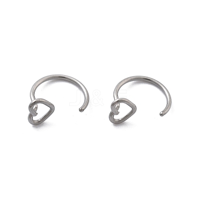 304 Stainless Steel Heart Hoop Nose Rings AJEW-A062-06P-1