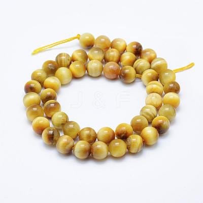 Natural Gold Tiger Eye Beads Strands G-K203-84-8mm-1