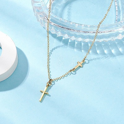 Cross 304 Stainless Steel Pendant Necklaces NJEW-JN05200-01-1