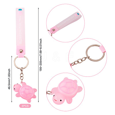 3Pcs PVC Tortoise Pendant Keychains KEYC-TADJ0001-02D-1