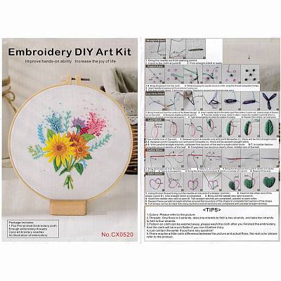 DIY Bouquet Pattern Embroidery Kit DIY-O021-15B-1
