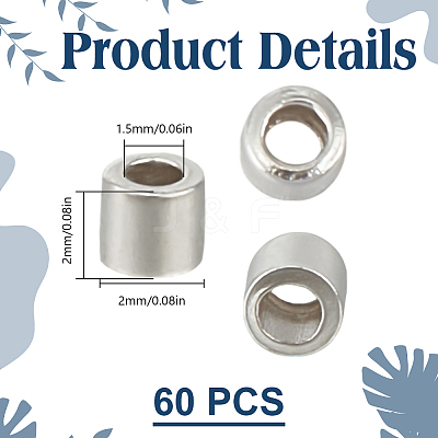 60Pcs 925 Sterling Silver Spacer Tube Beads STER-DR0001-29-1