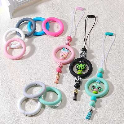9Pcs Ring Food Grade Eco-Friendly Silicone Focal Beads JX895F-1