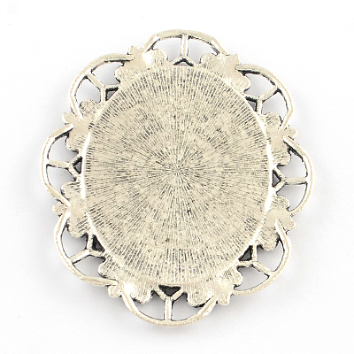 Alloy Oval Mirror Big Pendants PALLOY-R068-31AS-NR-1