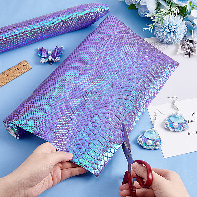 Fish-scale Pattern Laser PU Imitation Leather Fabric FIND-WH0110-262B-1