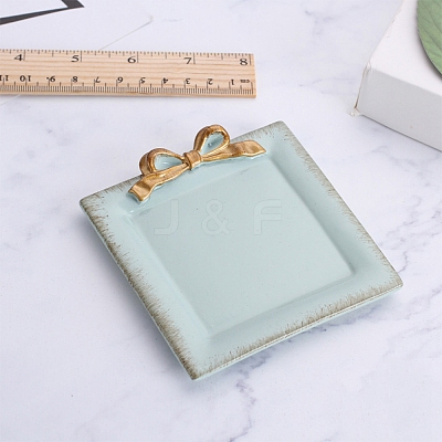 Square with Bowknot Porcelain Jewelry Plate PW-WG33B7C-04-1