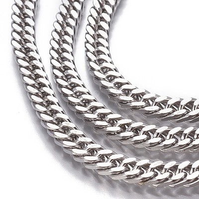 Non-Tarnish 3.28 Feet 201 Stainless Steel Cuban Link Chains X-CHS-P007-23P-1
