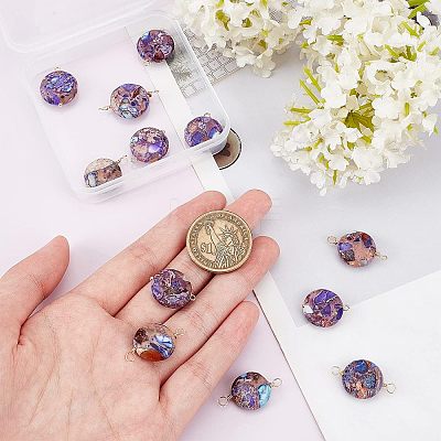 12Pcs 2 Style Natural Imperial Jasper Connector Charms FIND-FG0001-54-1