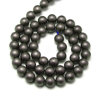 Frosted Non-magnetic Synthetic Hematite Round Bead Strands X-G-J344-6mm-1