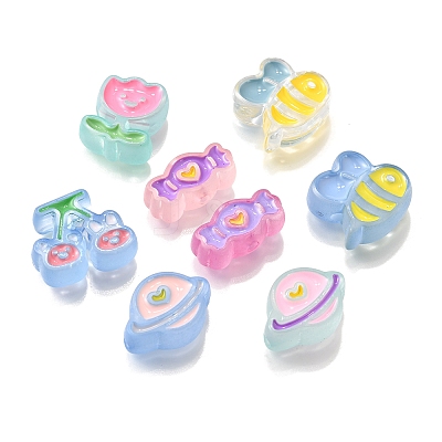 32Pcs 8 Style Transparent Acrylic Beads MACR-FS0001-95-1