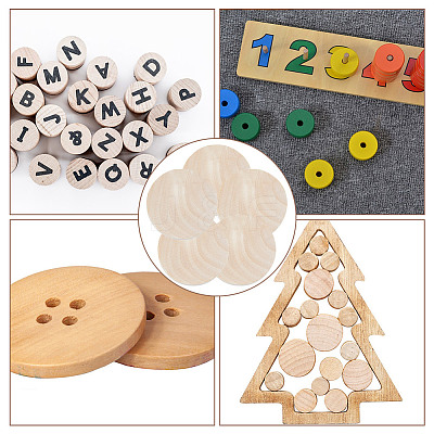 Unfinished Wooden Flat Round Cutouts WOOD-WH0050-042D-1