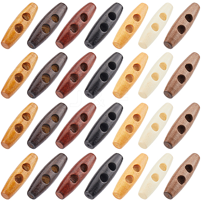 84Pcs 7 Colors Natural Wood Buttons BUTT-GF0003-90B-1