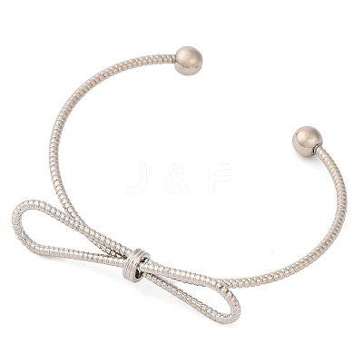 Bowknot Brass Cuff Bangles for Women BJEW-F477-05P-1