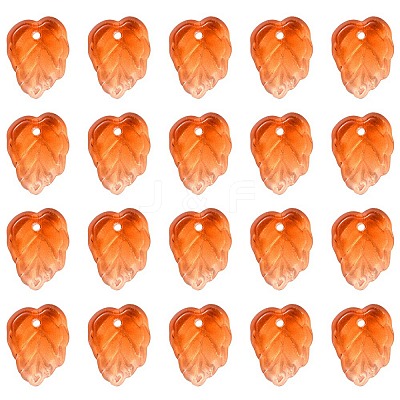 Autumn Theme Two-Tone Transparent Glass Charms GLAA-YW0001-53C-1