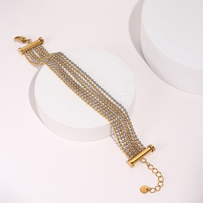 304 Stainless Steel Multi Strand Ball Chains Bracelets for Women FS-WGF1B10-02-1