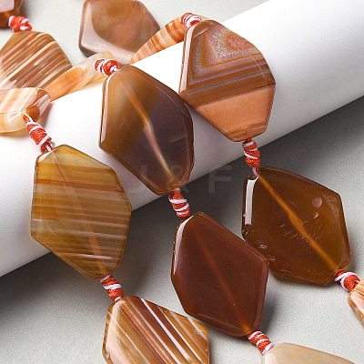 Natural Banded Agate/Striped Agate Beads Strands G-G196-A01-02-1