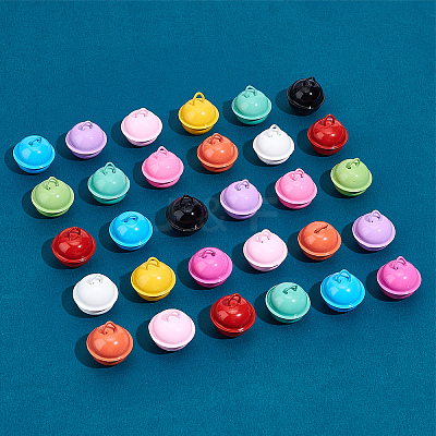 48Pcs 12 Colors Baking Paint Iron Bell Pendants IFIN-NB0001-43-1