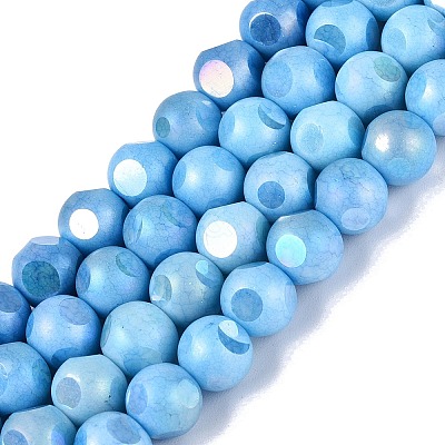 Ombre Effect Dyed Electroplate Opaque Glass Beads Strands EGLA-Q130-01A-06-1