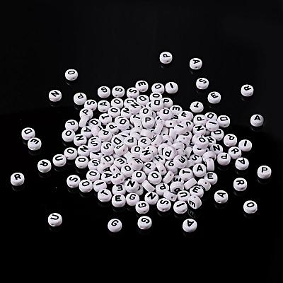 Mixed Letters White Acrylic Horizontal Hole Letter Beads X-PL37C9070-1