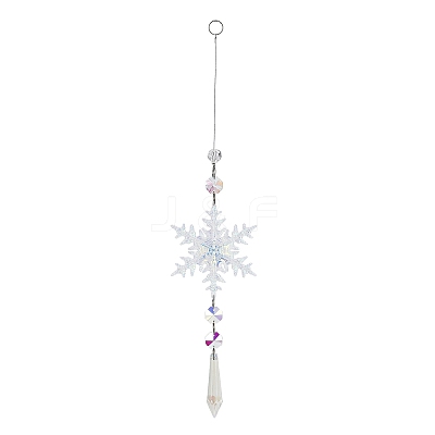 AB Color Glass Snowflake Pendant Decorations AJEW-Q144-02P-03-1