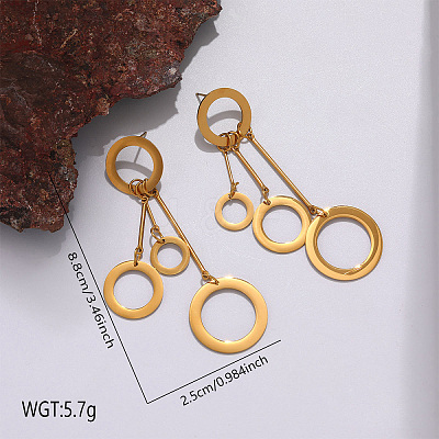 304 Stainless Steel Stud Dangle Earrings WG12000-01-1