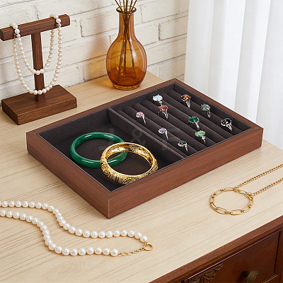 Rectangle Wood Jewelry Trays for Earrings AJEW-WH0880-84B-1