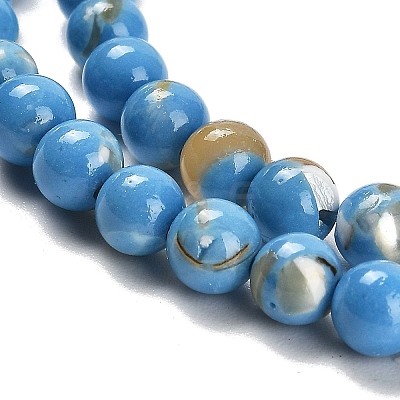 Assembled Synthetic Stone and Trochus Shell Beads Strands G-B128-08A-08-1