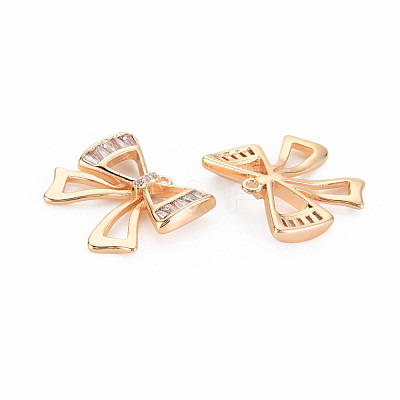 Brass Micro Pave Clear Cubic Zirconia Pendants KK-S364-255-1