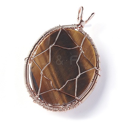 Natural Tiger Eye Big Pendants G-G771-C02-1