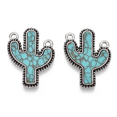 Alloy Pendants with Synthetic Turquoise PALLOY-TADZ0001-02AS-1